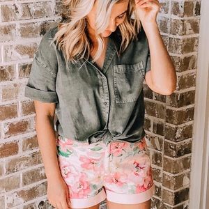 Army green Button down